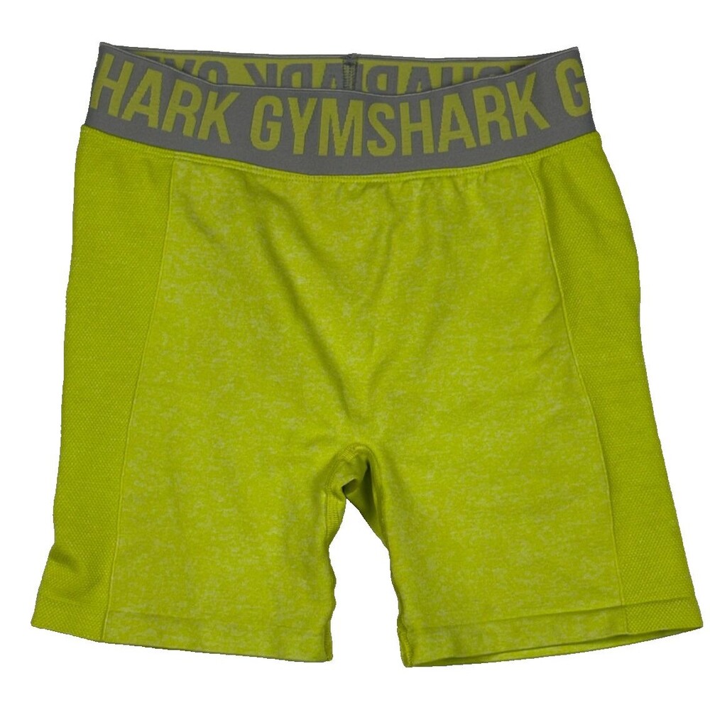 Gymshark Flex Shorts Womens M Lime Green Marl Gray 5" Inseam Workout Gym - Picture 1 of 15